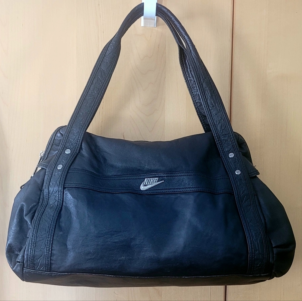 Rare Nike Black Leather Ladies Duffle Bag